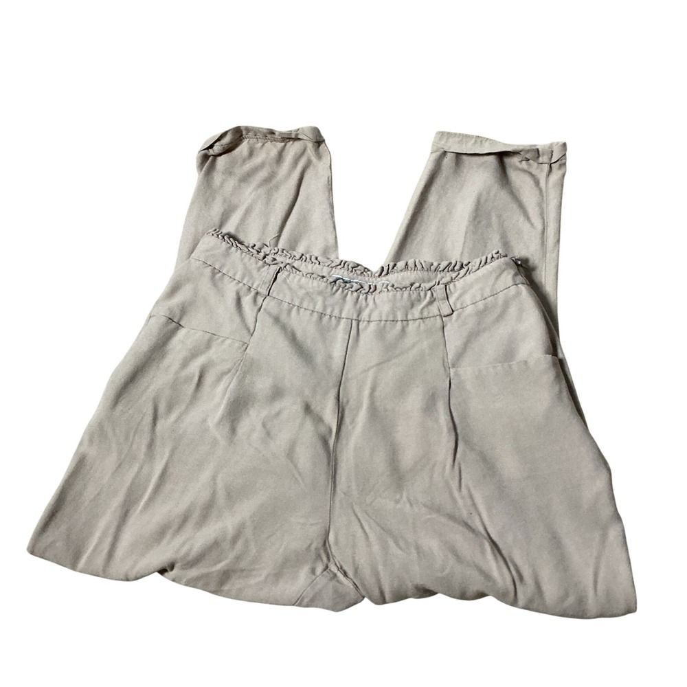 Basement Women Tan Paperbag Waist Joggers Tapered Pleated Pants Size M‎